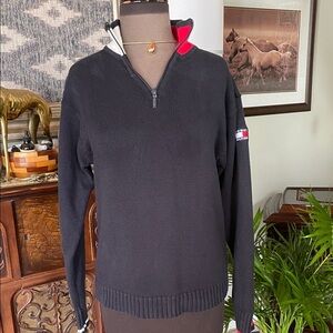 Tommy Hilfiger Navy 3/4 Zip-Up Cotton Sweater
